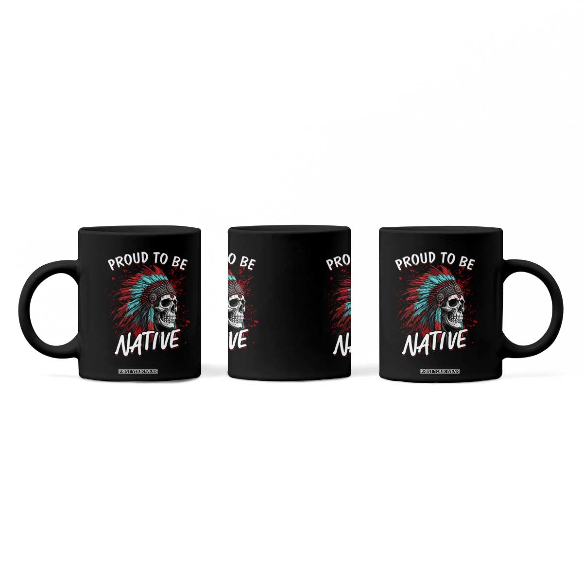 Proud To Be Native Coffee Mug Native American Skull Headdress Graphic