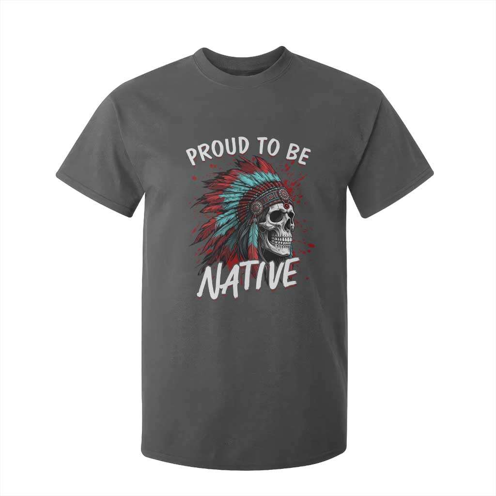 Proud To Be Native T Shirt For Kid Native American Skull Headdress Graphic