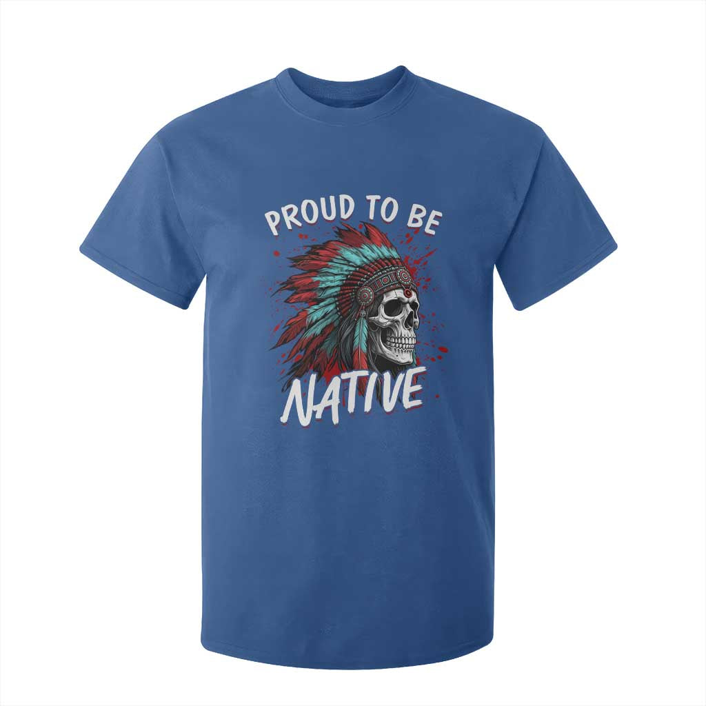 Proud To Be Native T Shirt For Kid Native American Skull Headdress Graphic