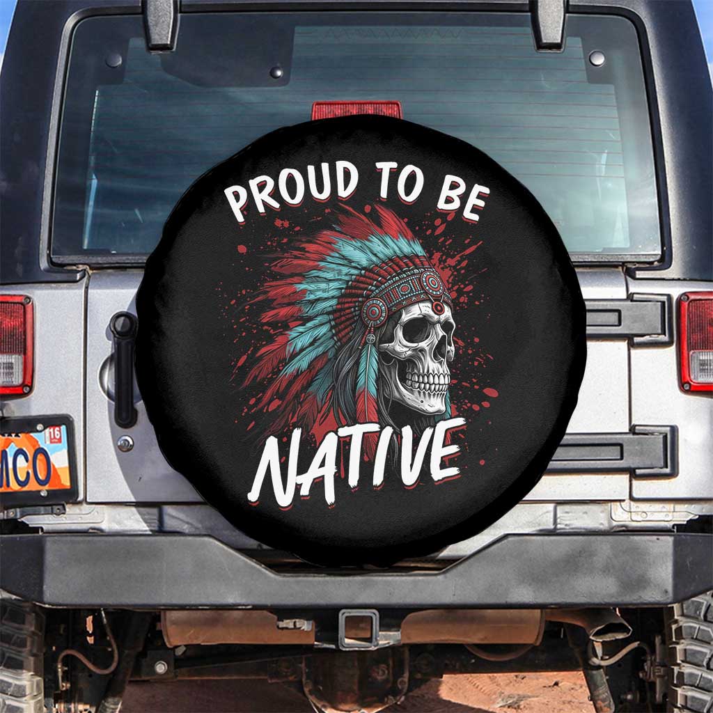 Proud To Be Native Spare Tire Cover Native American Skull Headdress Graphic