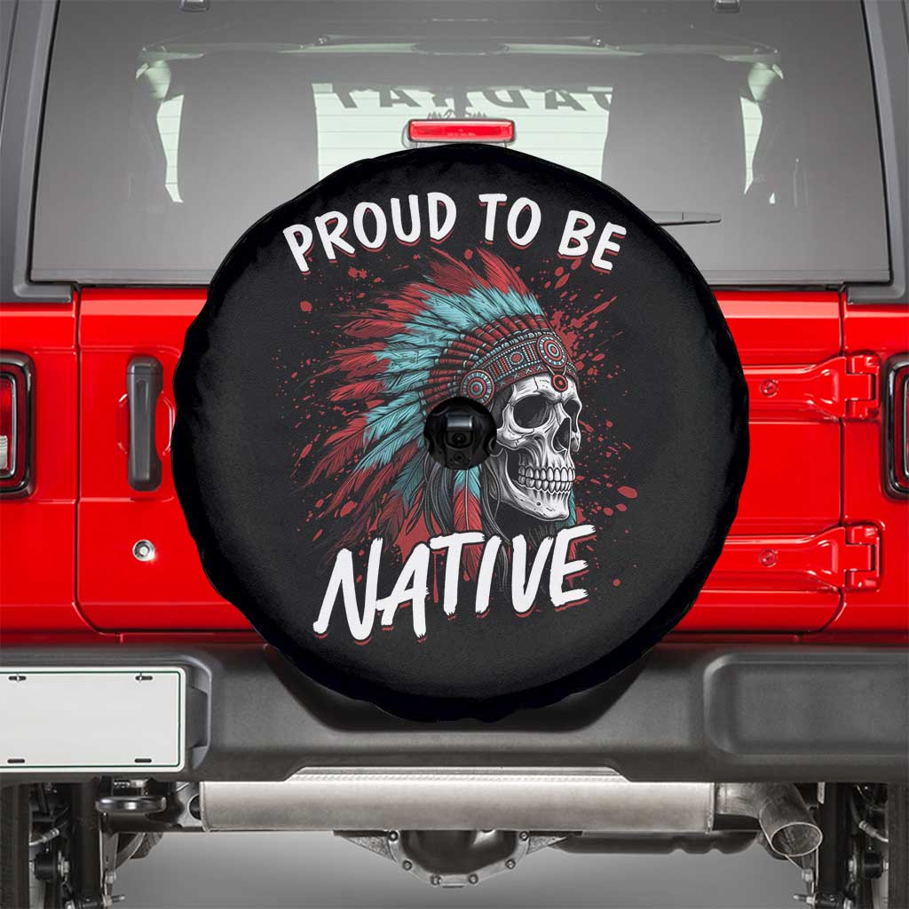 Proud To Be Native Spare Tire Cover Native American Skull Headdress Graphic