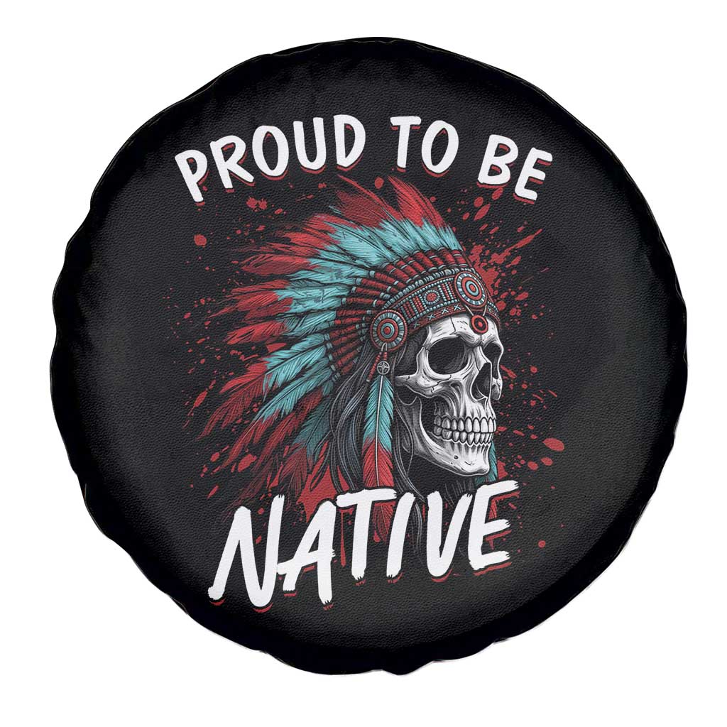 Proud To Be Native Spare Tire Cover Native American Skull Headdress Graphic
