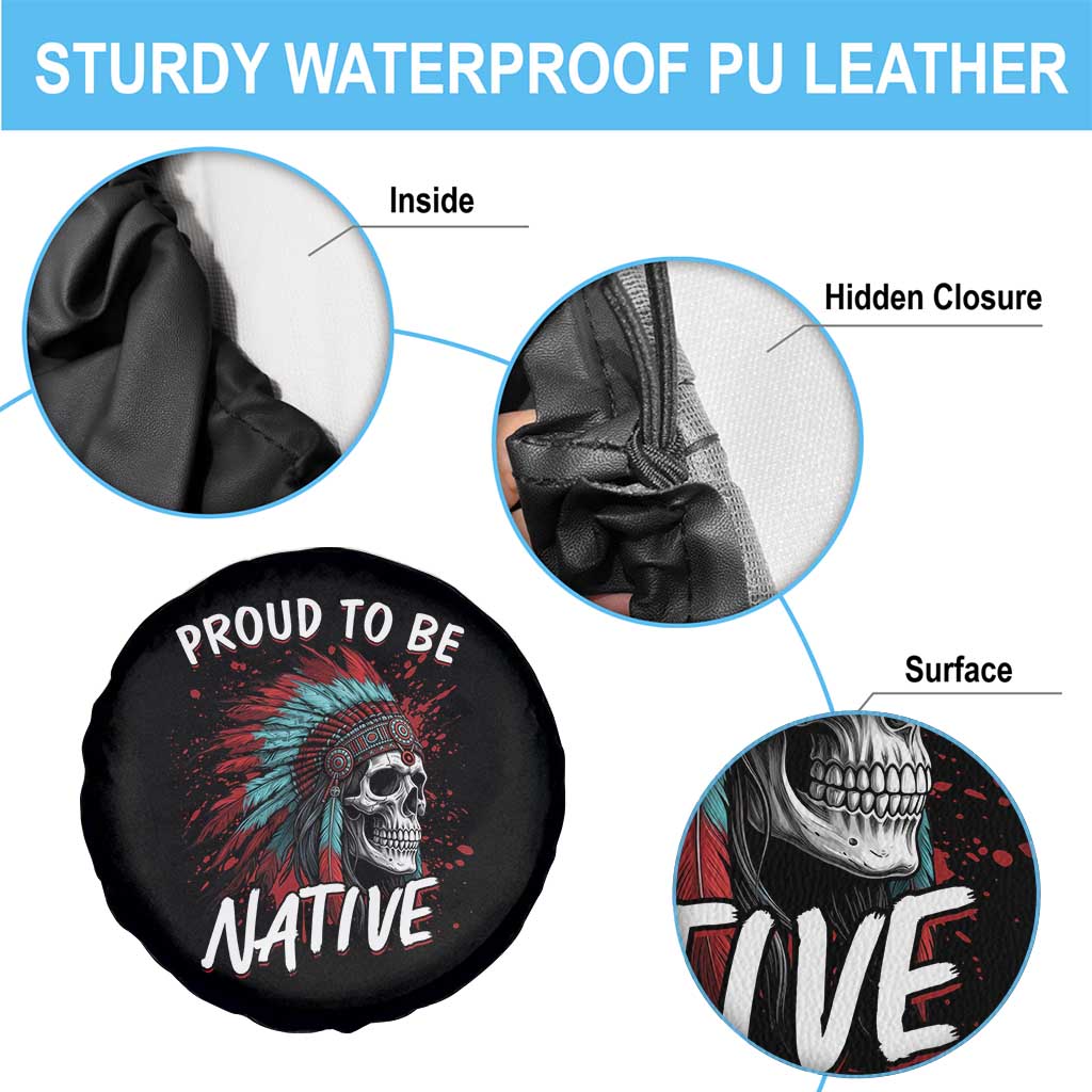Proud To Be Native Spare Tire Cover Native American Skull Headdress Graphic