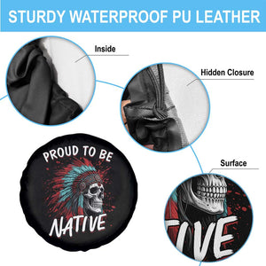 Proud To Be Native Spare Tire Cover Native American Skull Headdress Graphic