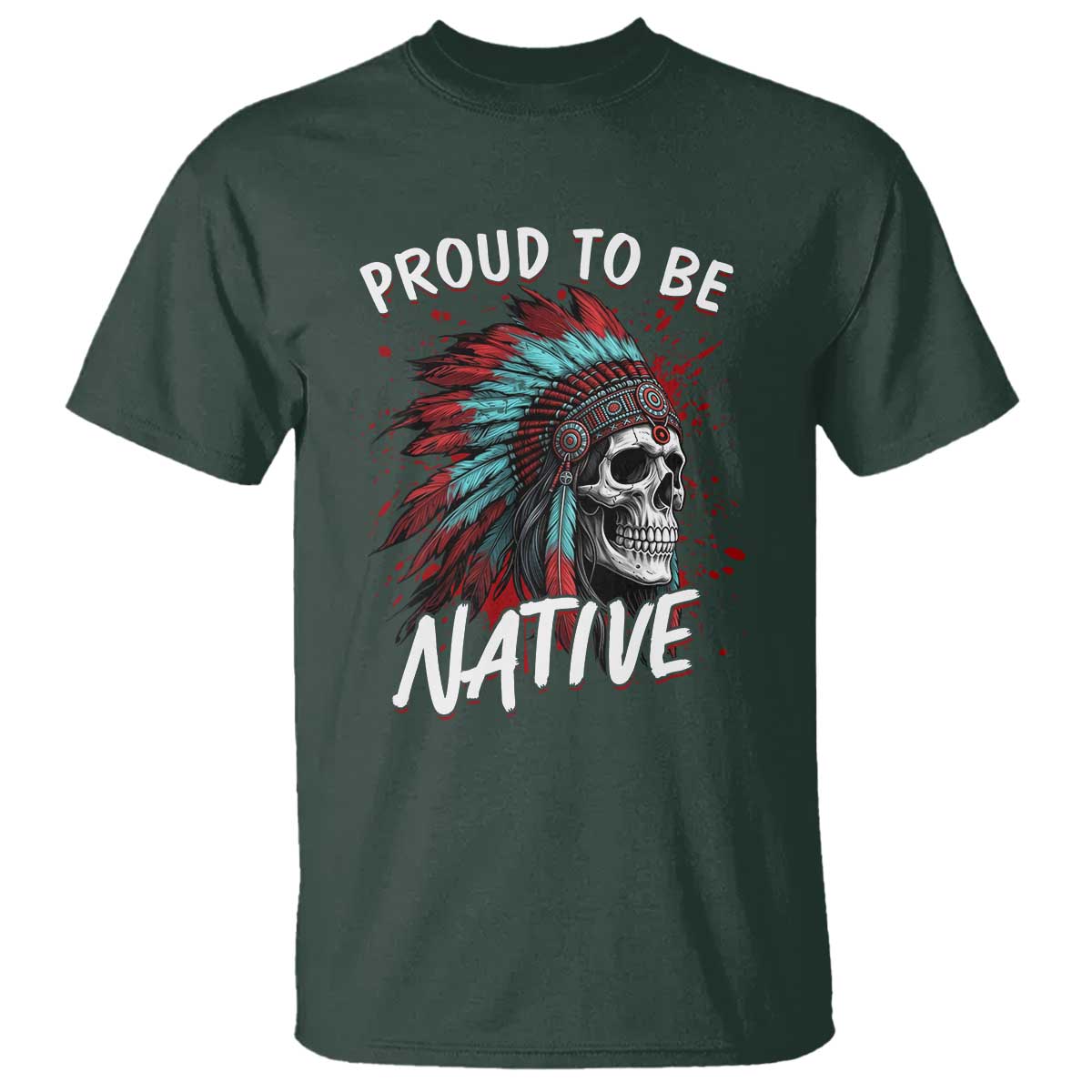 Proud To Be Native T Shirt Native American Skull Headdress Graphic