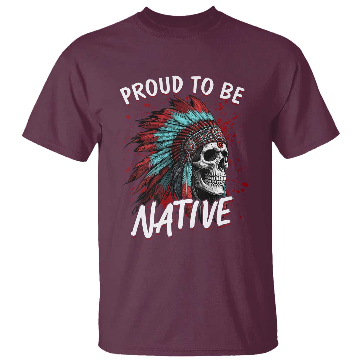Proud To Be Native T Shirt Native American Skull Headdress Graphic