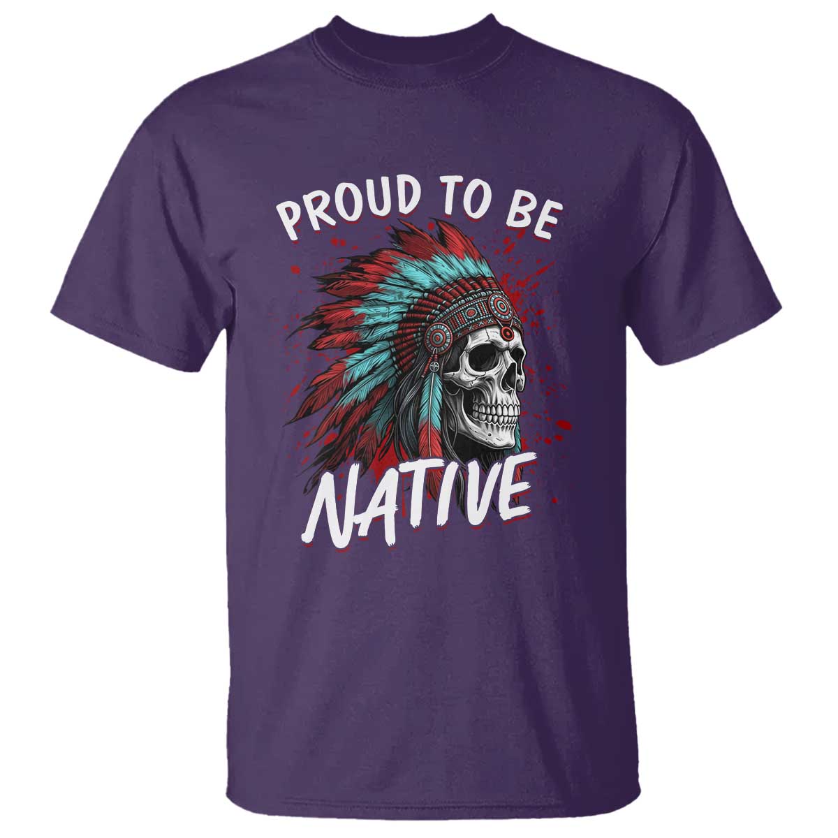 Proud To Be Native T Shirt Native American Skull Headdress Graphic