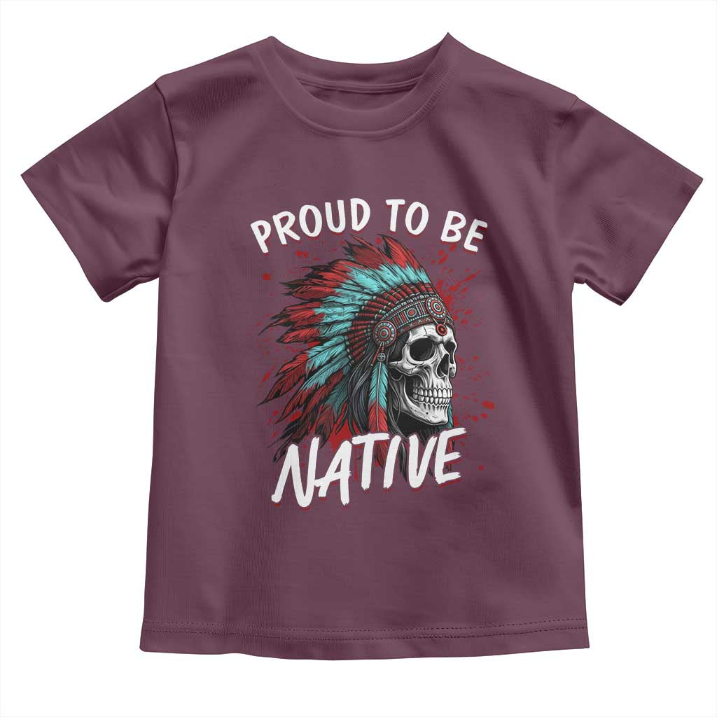 Proud To Be Native Toddler T Shirt Native American Skull Headdress Graphic