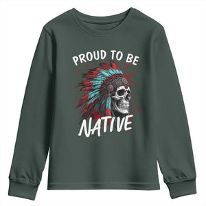 Proud To Be Native Youth Sweatshirt Native American Skull Headdress Graphic
