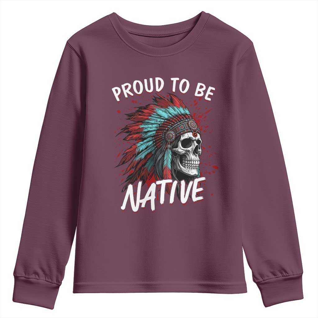 Proud To Be Native Youth Sweatshirt Native American Skull Headdress Graphic