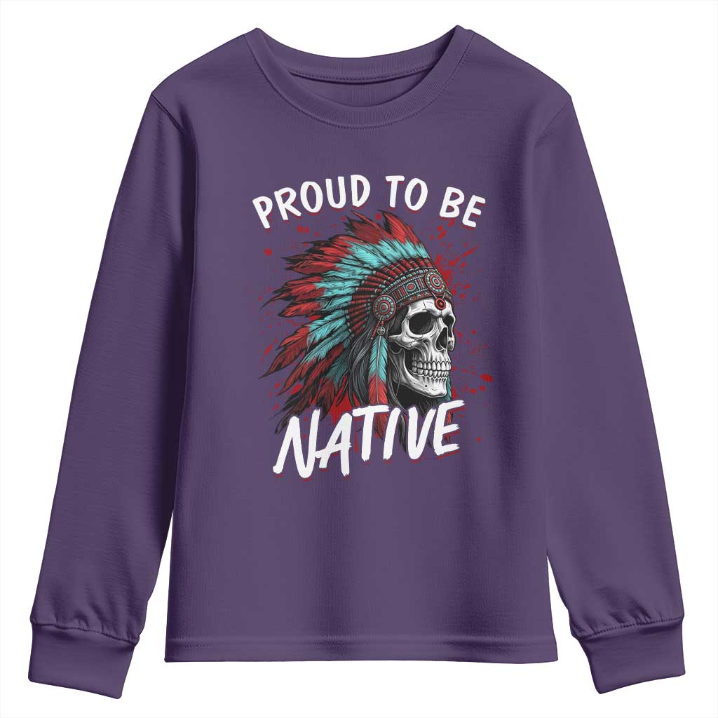 Proud To Be Native Youth Sweatshirt Native American Skull Headdress Graphic