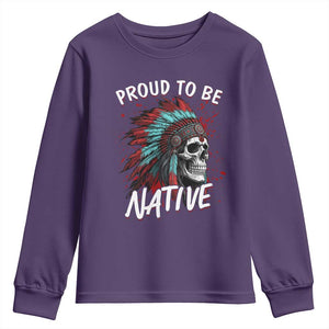 Proud To Be Native Youth Sweatshirt Native American Skull Headdress Graphic