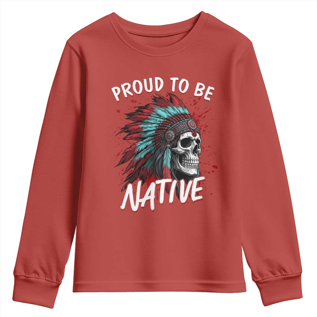 Proud To Be Native Youth Sweatshirt Native American Skull Headdress Graphic