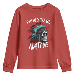 Proud To Be Native Youth Sweatshirt Native American Skull Headdress Graphic