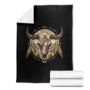 Southwestern Desert Bull Skull Throw Blanket Rustic Western Feather Emblem