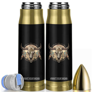 Southwestern Desert Bull Skull Bullet Tumbler Rustic Western Feather Emblem