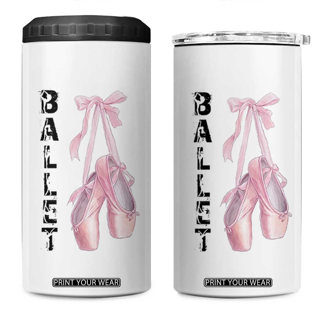 Ballerina Pointe Shoes 4 in 1 Can Cooler Tumbler Gift For Cute Ballet Girl TS12 One Size: 16 oz White Print Your Wear