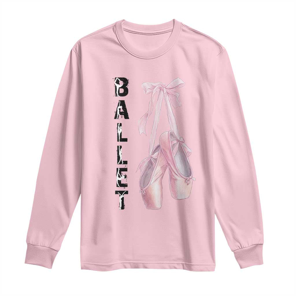 Ballerina Pointe Shoes Long Sleeve Shirt Gift For Cute Ballet Girl TS12 Light Pink Print Your Wear