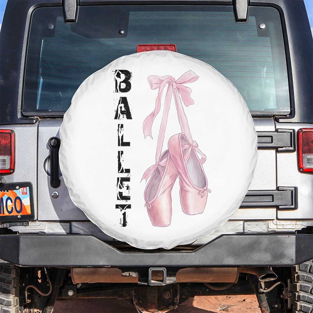 Ballerina Pointe Shoes Spare Tire Cover Gift For Cute Ballet Girl TS12 No hole White Print Your Wear