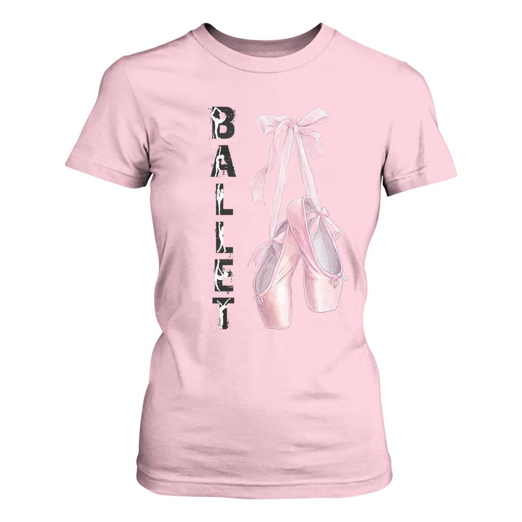 Ballerina Pointe Shoes T Shirt For Women Gift For Cute Ballet Girl TS12 Light Pink Print Your Wear