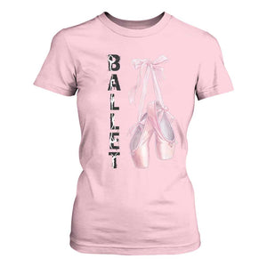 Ballerina Pointe Shoes T Shirt For Women Gift For Cute Ballet Girl TS12 Light Pink Print Your Wear