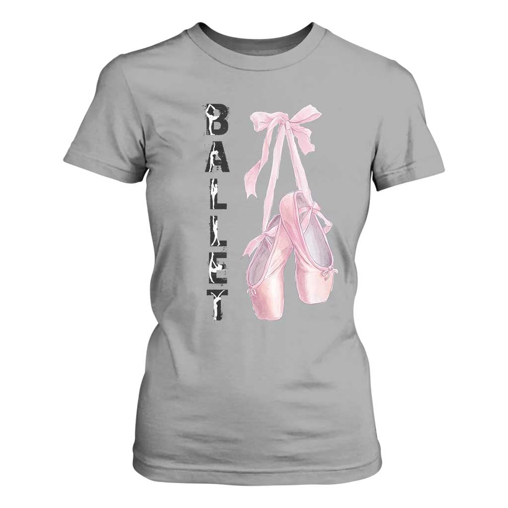Ballerina Pointe Shoes T Shirt For Women Gift For Cute Ballet Girl TS12 Sport Gray Print Your Wear