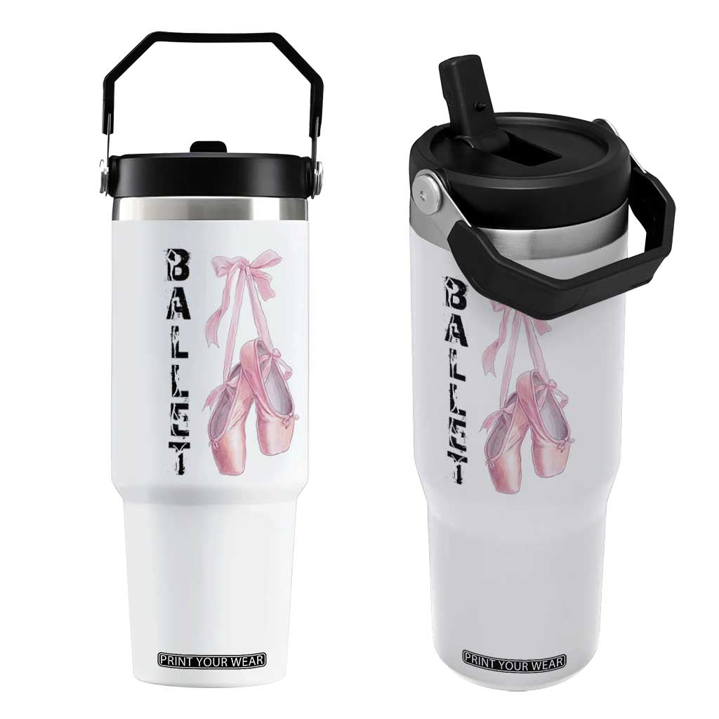 Ballerina Pointe Shoes Flip Straw Tumbler Gift For Cute Ballet Girl TS12 One Size: 30 oz White Print Your Wear