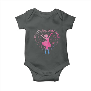 Just A Girl Who Loves Dance Baby Onesie Gift For Cute Ballet Girl TS12 Dark Heather Print Your Wear