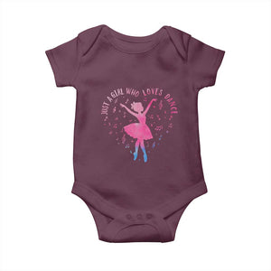 Just A Girl Who Loves Dance Baby Onesie Gift For Cute Ballet Girl TS12 Maroon Print Your Wear