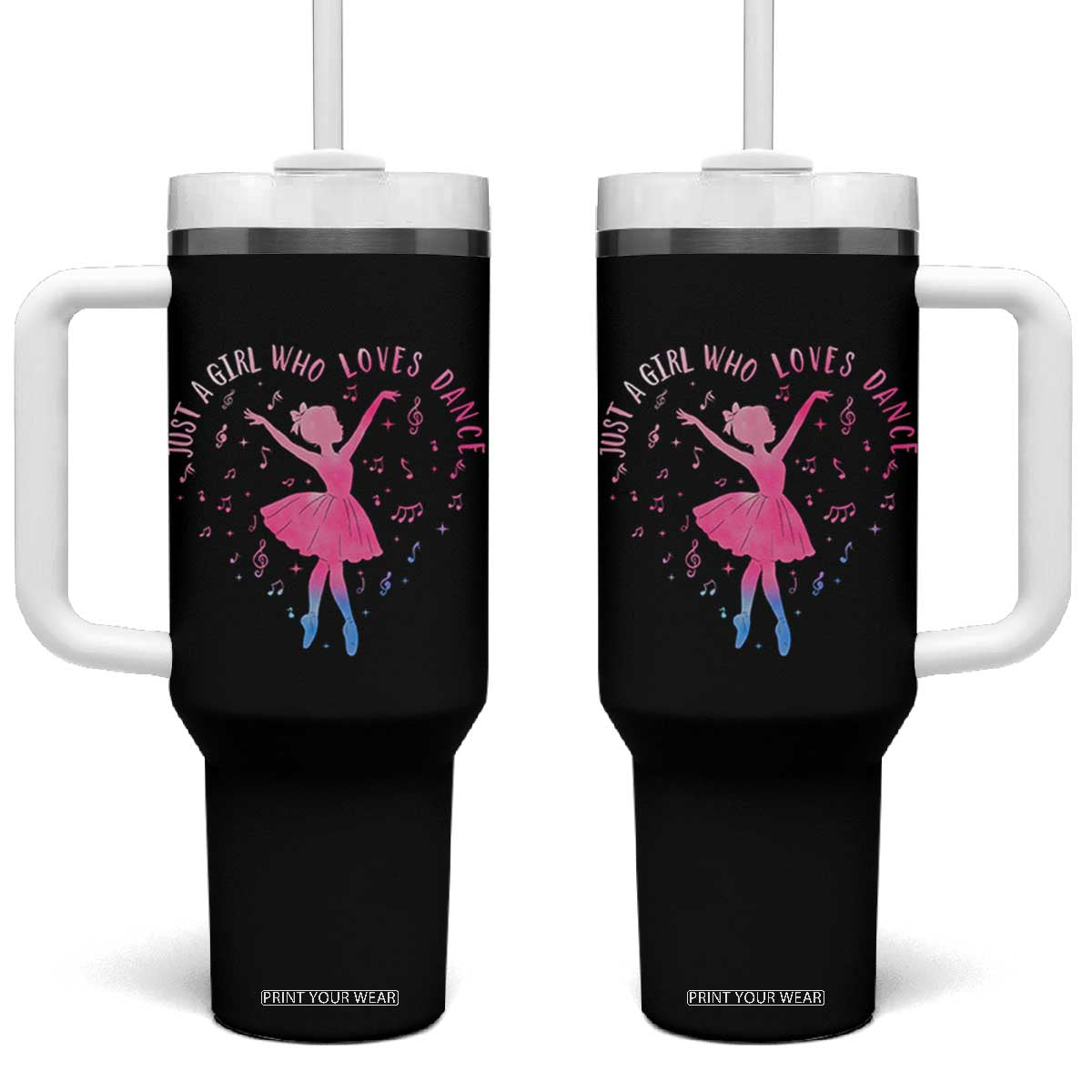 Just A Girl Who Loves Dance Tumbler With Handle Gift For Cute Ballet Girl TS12 One Size: 40 oz Black Print Your Wear