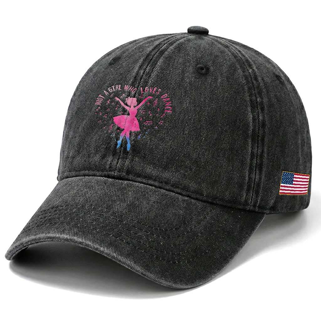 Just A Girl Who Loves Dance Washed Cotton Baseball Cap Gift For Cute Ballet Girl TS12 Print Your Wear
