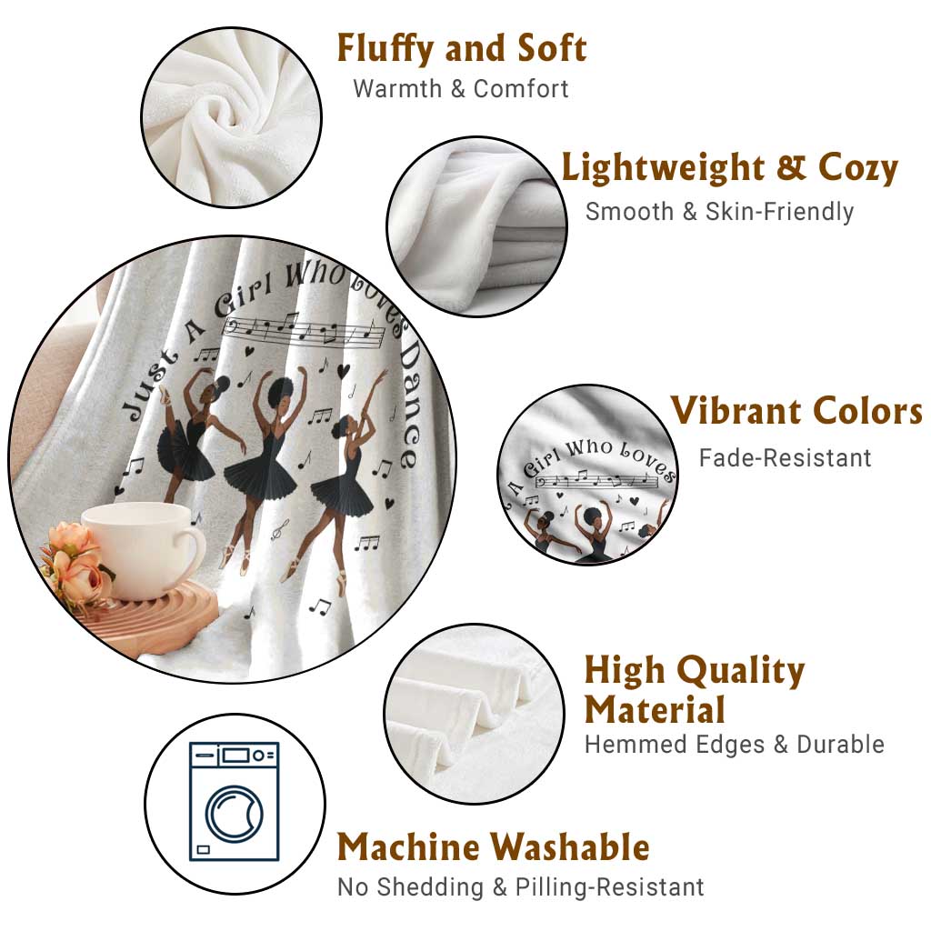 African American Ballet Dancer Throw Blanket Just A Girl Who Loves Dance TS12 Print Your Wear