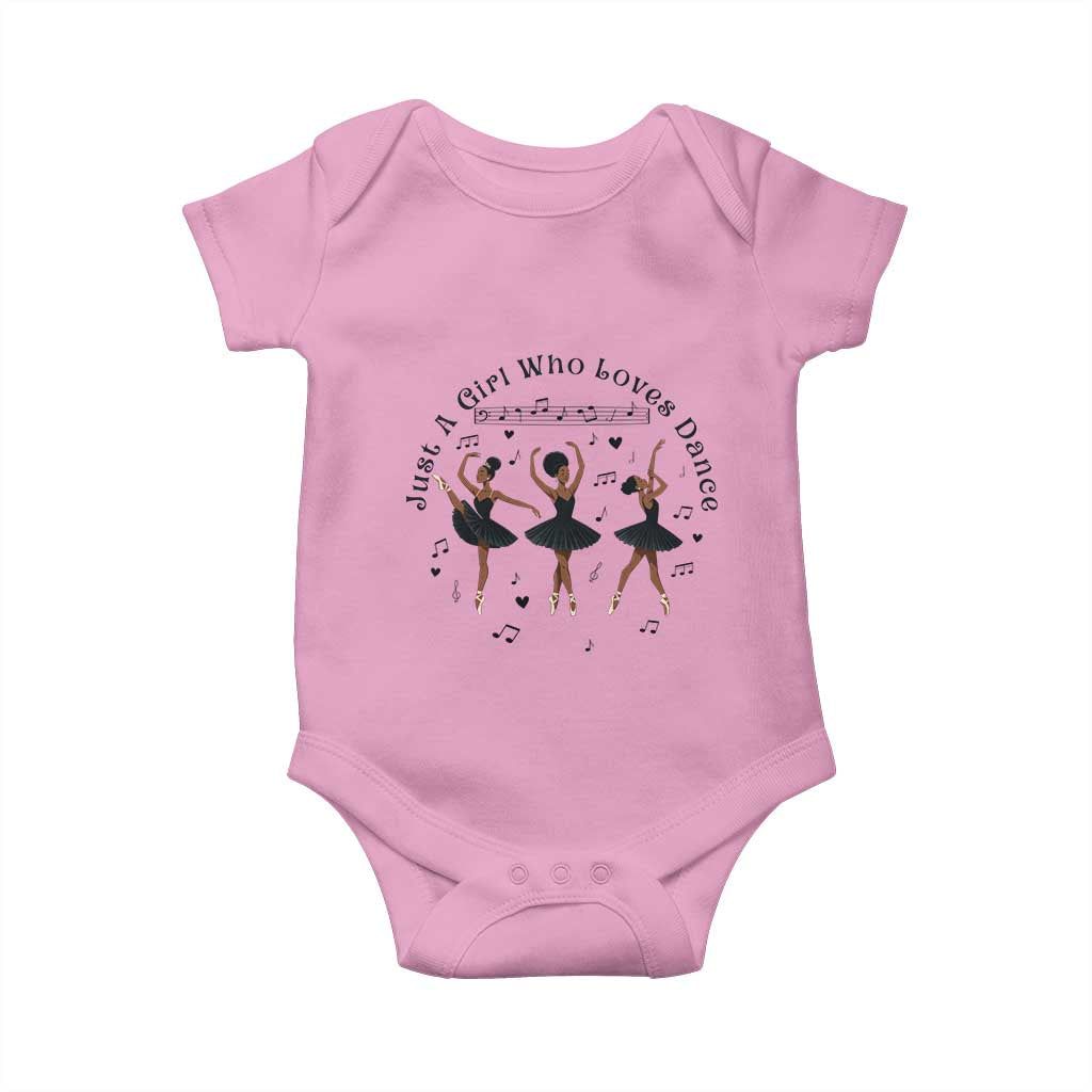African American Ballet Dancer Baby Onesie Just A Girl Who Loves Dance TS12 Light Pink Print Your Wear