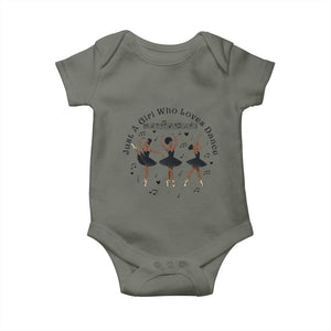 African American Ballet Dancer Baby Onesie Just A Girl Who Loves Dance TS12 Military Green Print Your Wear