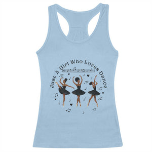 African American Ballet Dancer Racerback Tank Top Just A Girl Who Loves Dance TS12 Light Blue Print Your Wear
