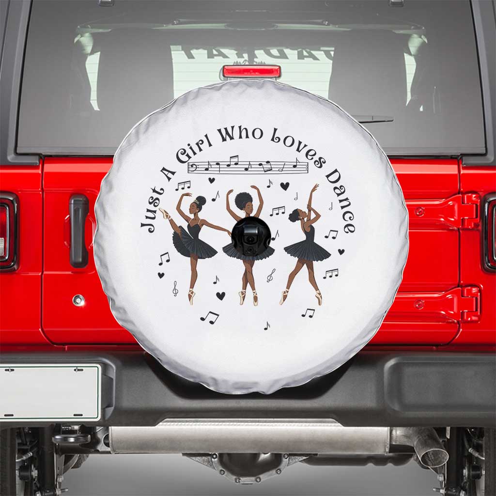 African American Ballet Dancer Spare Tire Cover Just A Girl Who Loves Dance TS12 White Print Your Wear