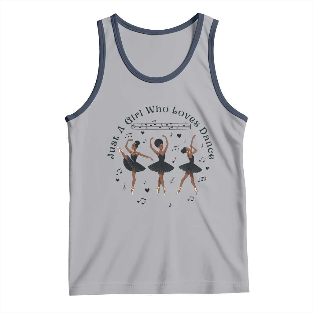 African American Ballet Dancer Tank Top Just A Girl Who Loves Dance TS12 Athletic Heather Navy Print Your Wear