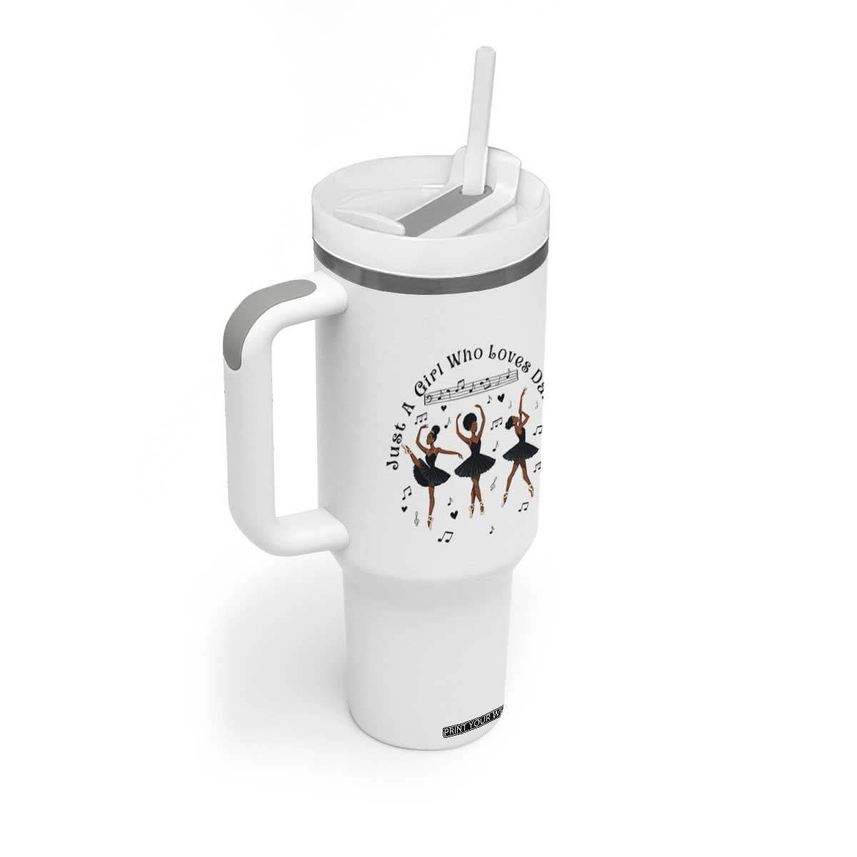African American Ballet Dancer Tumbler With Handle Just A Girl Who Loves Dance TS12 Print Your Wear