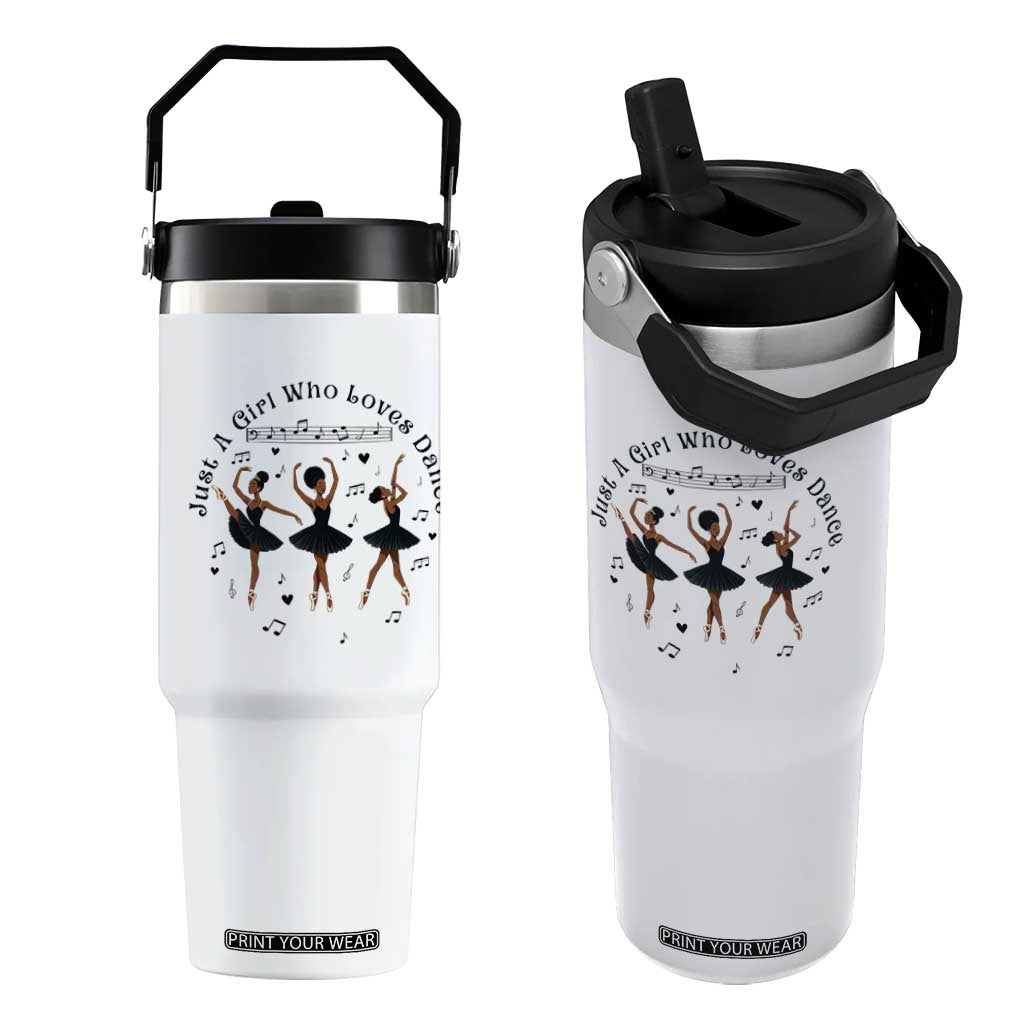 African American Ballet Dancer Flip Straw Tumbler Just A Girl Who Loves Dance TS12 One Size: 30 oz White Print Your Wear