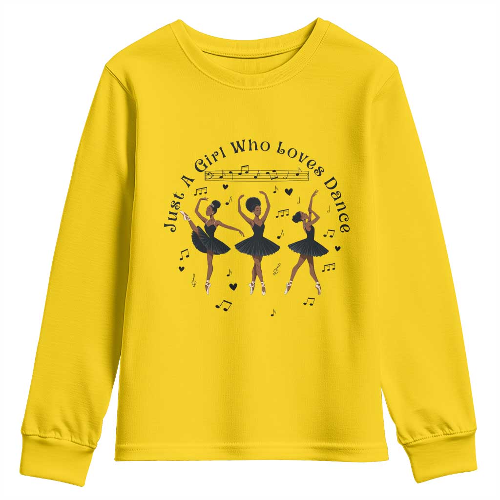 African American Ballet Dancer Youth Sweatshirt Just A Girl Who Loves Dance TS12 Daisy Print Your Wear