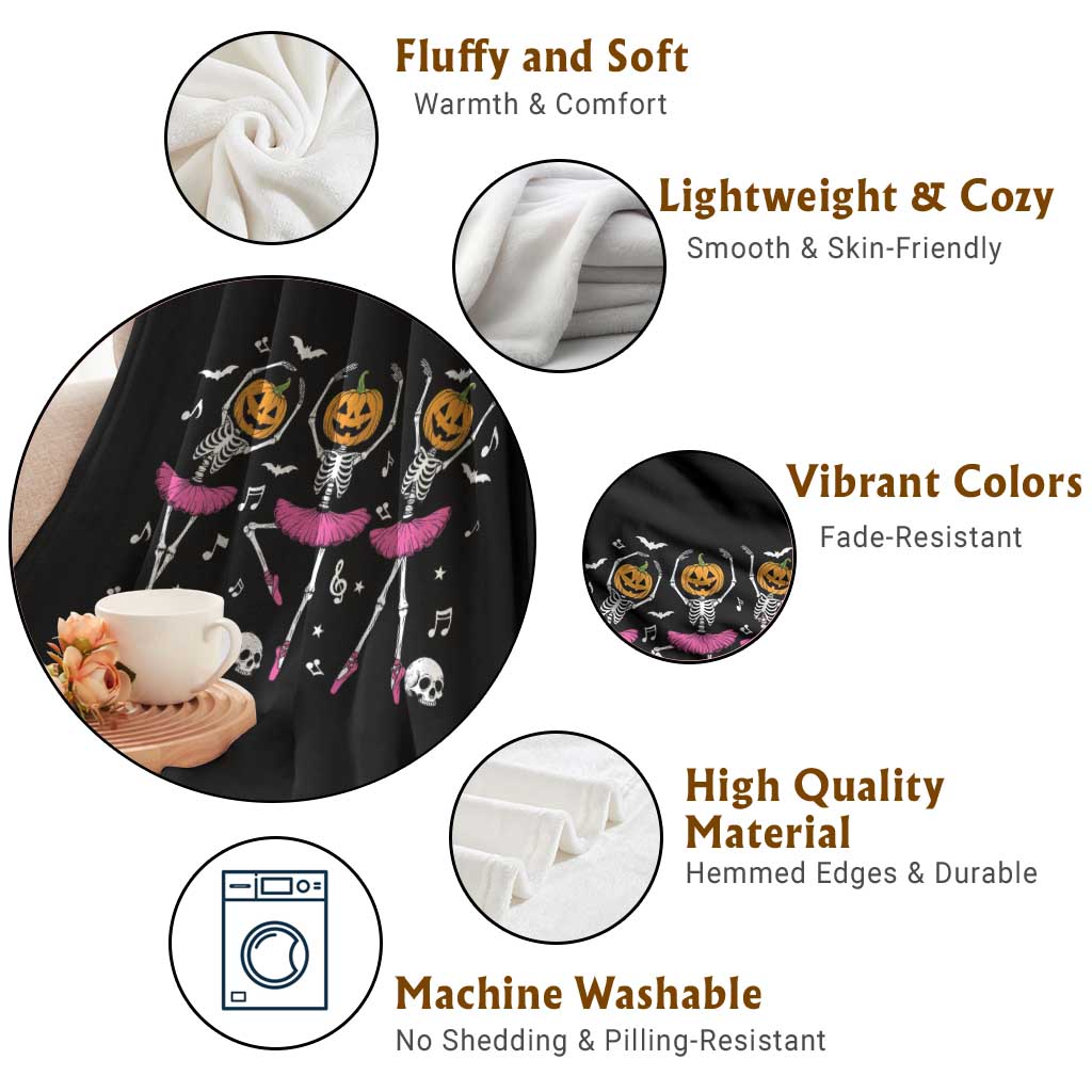 Ballet Skeleton Dance Throw Blanket Funny Halloween Gift TS12 Print Your Wear