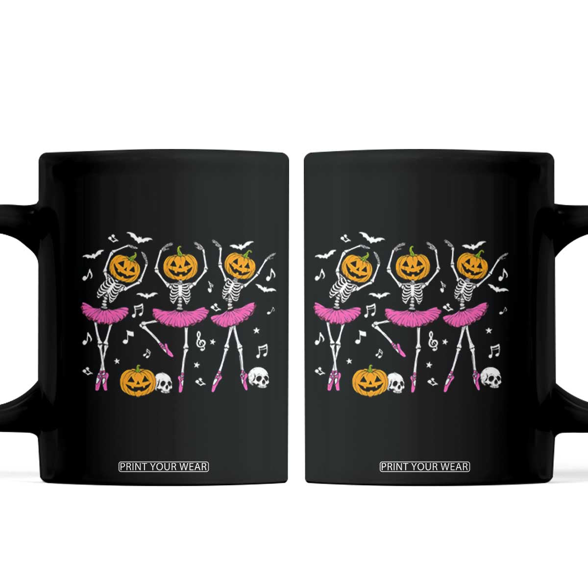 Ballet Skeleton Dance Coffee Mug Funny Halloween Gift TS12 Black Print Your Wear