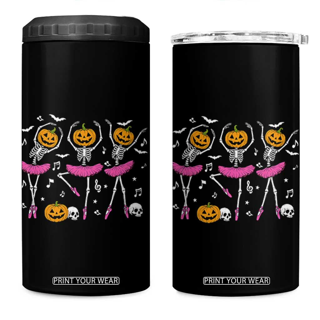 Ballet Skeleton Dance 4 in 1 Can Cooler Tumbler Funny Halloween Gift TS12 One Size: 16 oz Black Print Your Wear