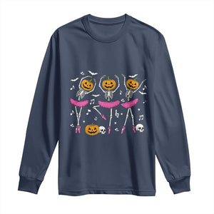 Ballet Skeleton Dance Long Sleeve Shirt Funny Halloween Gift TS12 Navy Print Your Wear