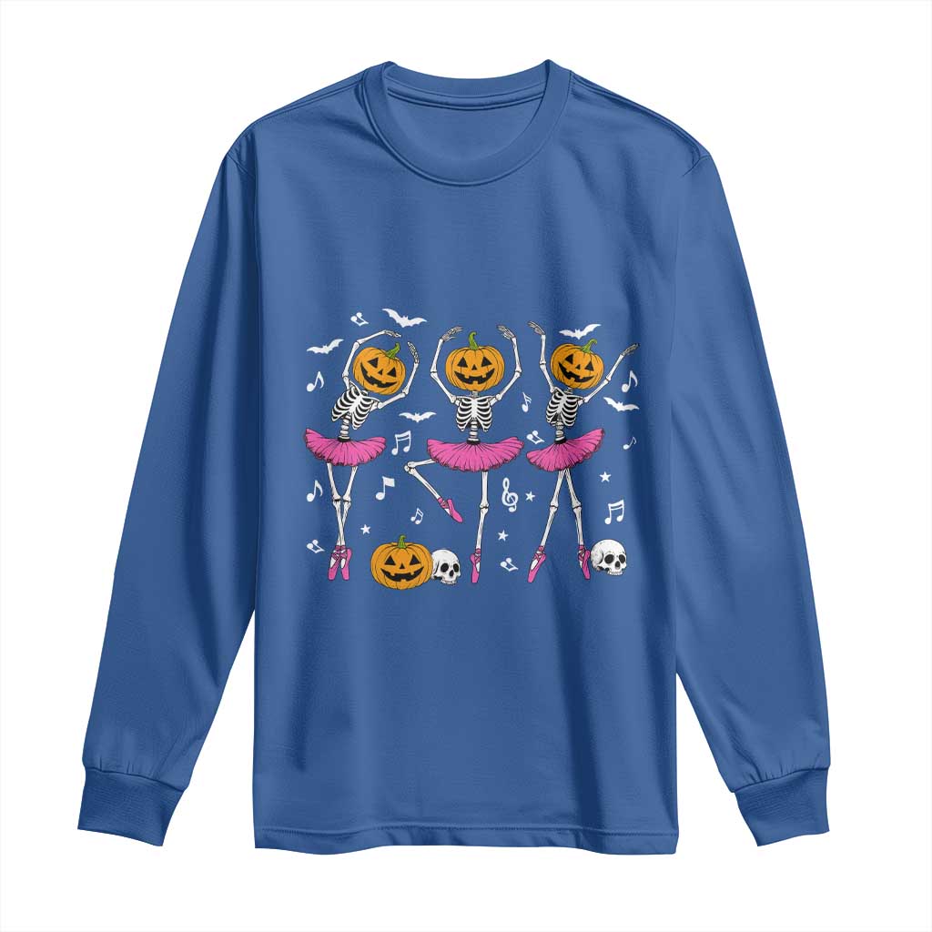 Ballet Skeleton Dance Long Sleeve Shirt Funny Halloween Gift TS12 Royal Blue Print Your Wear