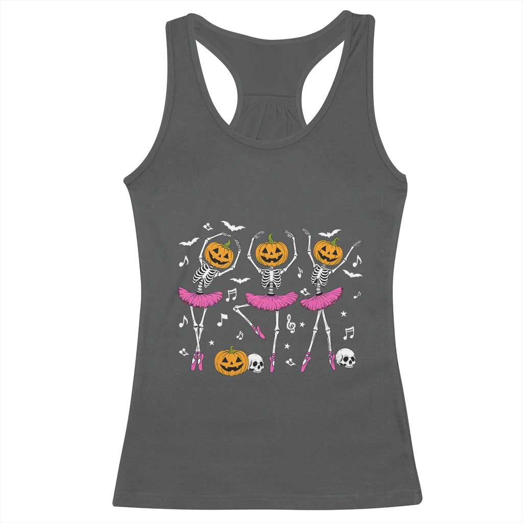 Ballet Skeleton Dance Racerback Tank Top Funny Halloween Gift TS12 Dark Heather Print Your Wear
