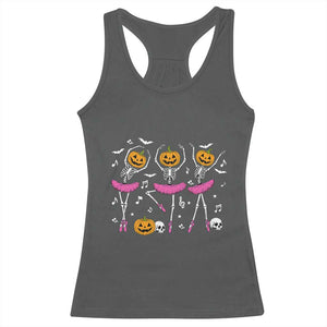 Ballet Skeleton Dance Racerback Tank Top Funny Halloween Gift TS12 Dark Heather Print Your Wear