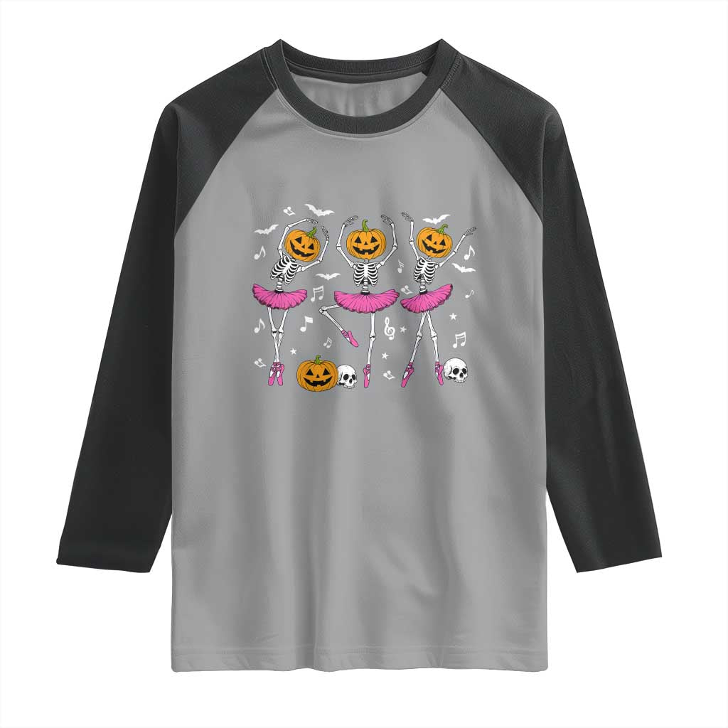 Ballet Skeleton Dance Raglan Shirt Funny Halloween Gift TS12 Sport Gray Black Print Your Wear