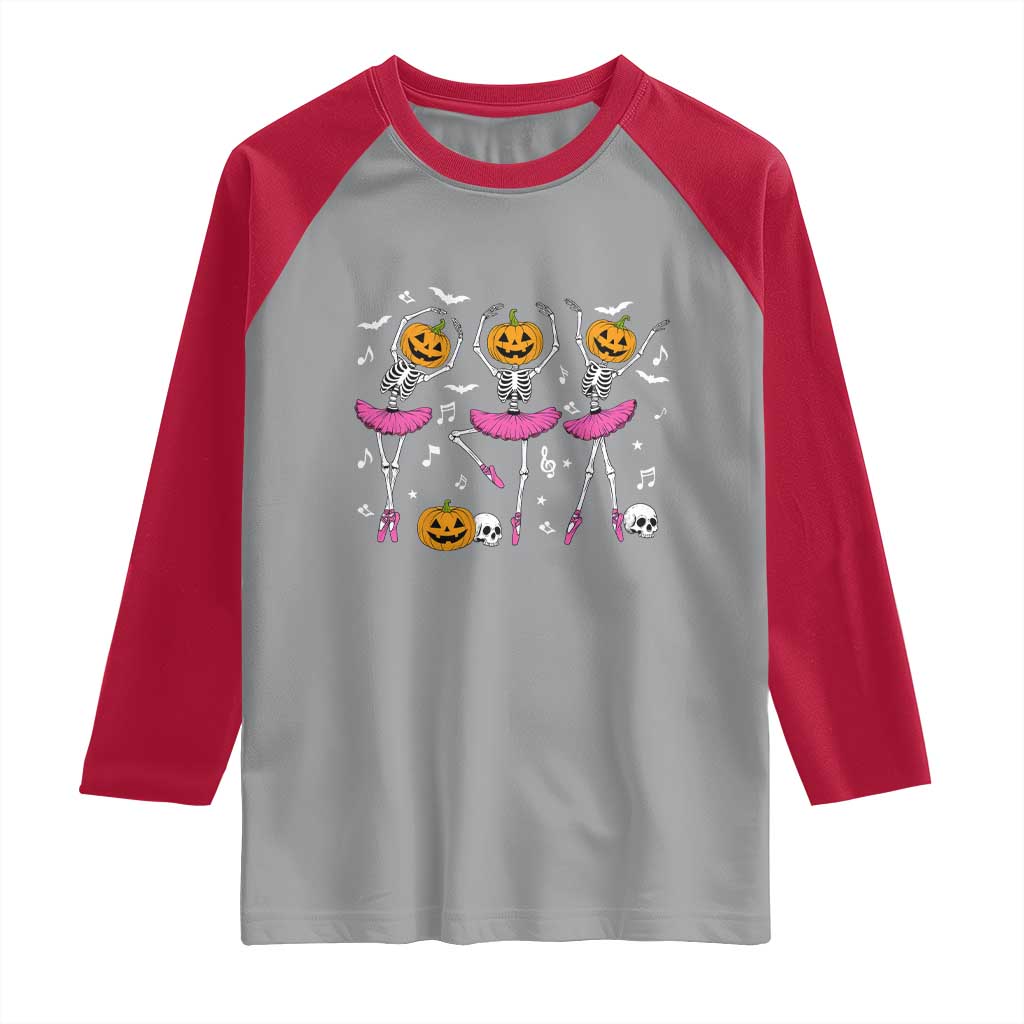 Ballet Skeleton Dance Raglan Shirt Funny Halloween Gift TS12 Sport Gray Red Print Your Wear