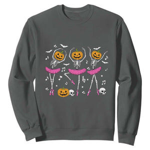 Ballet Skeleton Dance Sweatshirt Funny Halloween Gift TS12 Dark Heather Print Your Wear